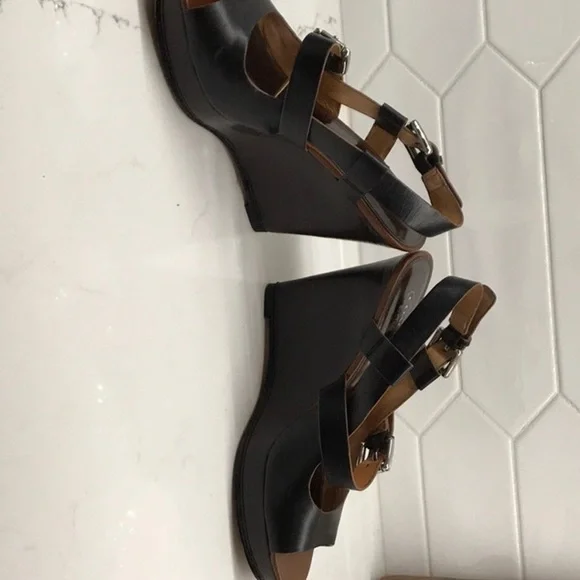 Women shoes black/brown size 8 coach wedges - Picture 5 of 13